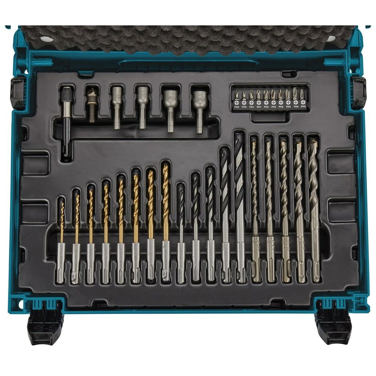 Set med borrkrona och spikar Makita B-69478 Hållare för borrbits Aluminium 65 Delar - 5