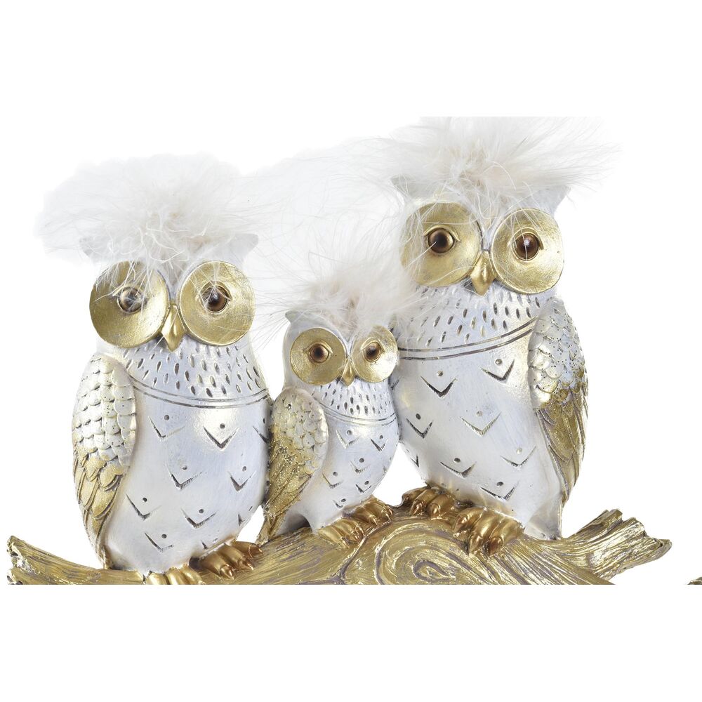 Prydnadsfigur DKD Home Decor Stock 24 x 9 x 26 cm Ugglor Svart Gyllene Vit - 3