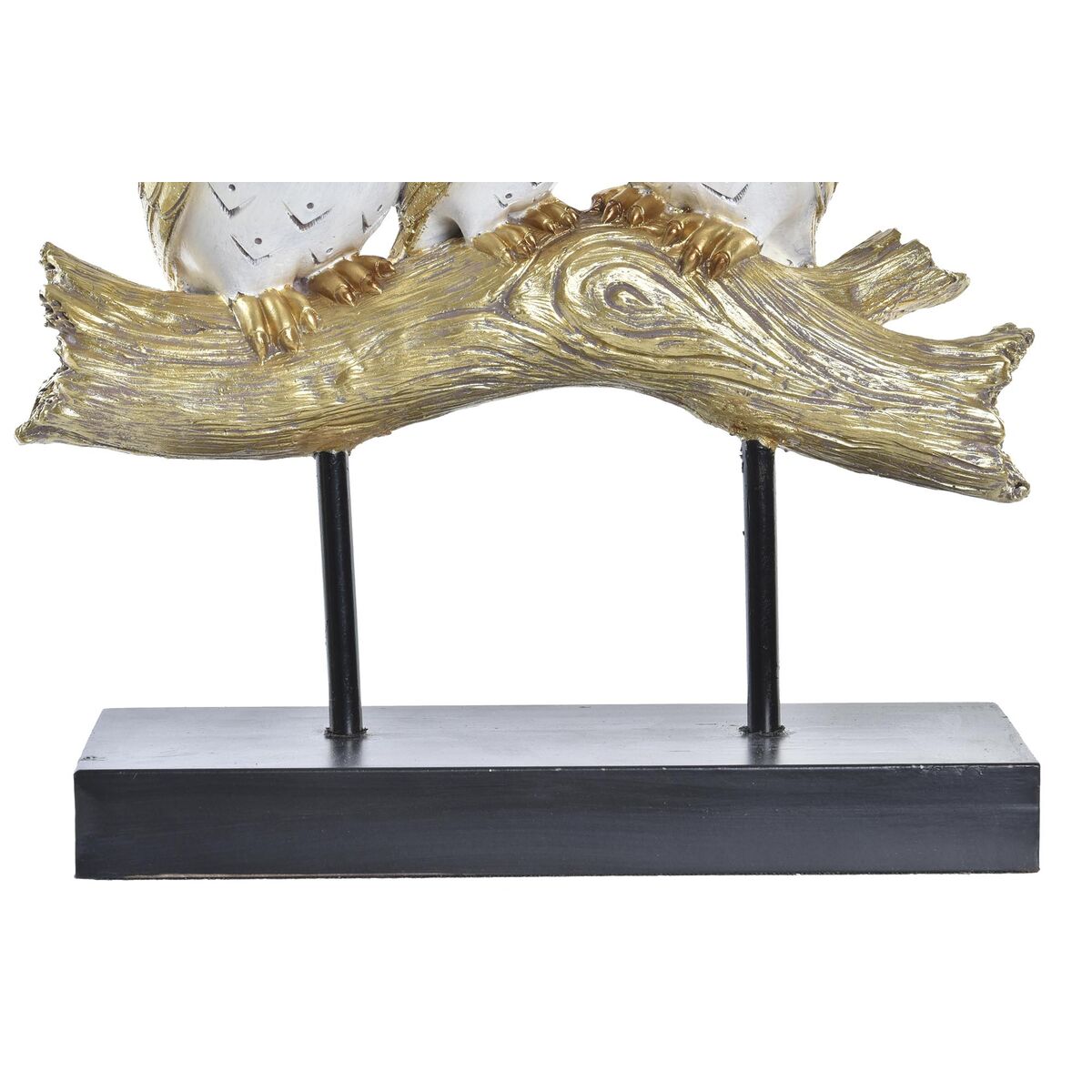 Prydnadsfigur DKD Home Decor Stock 24 x 9 x 26 cm Ugglor Svart Gyllene Vit - 2