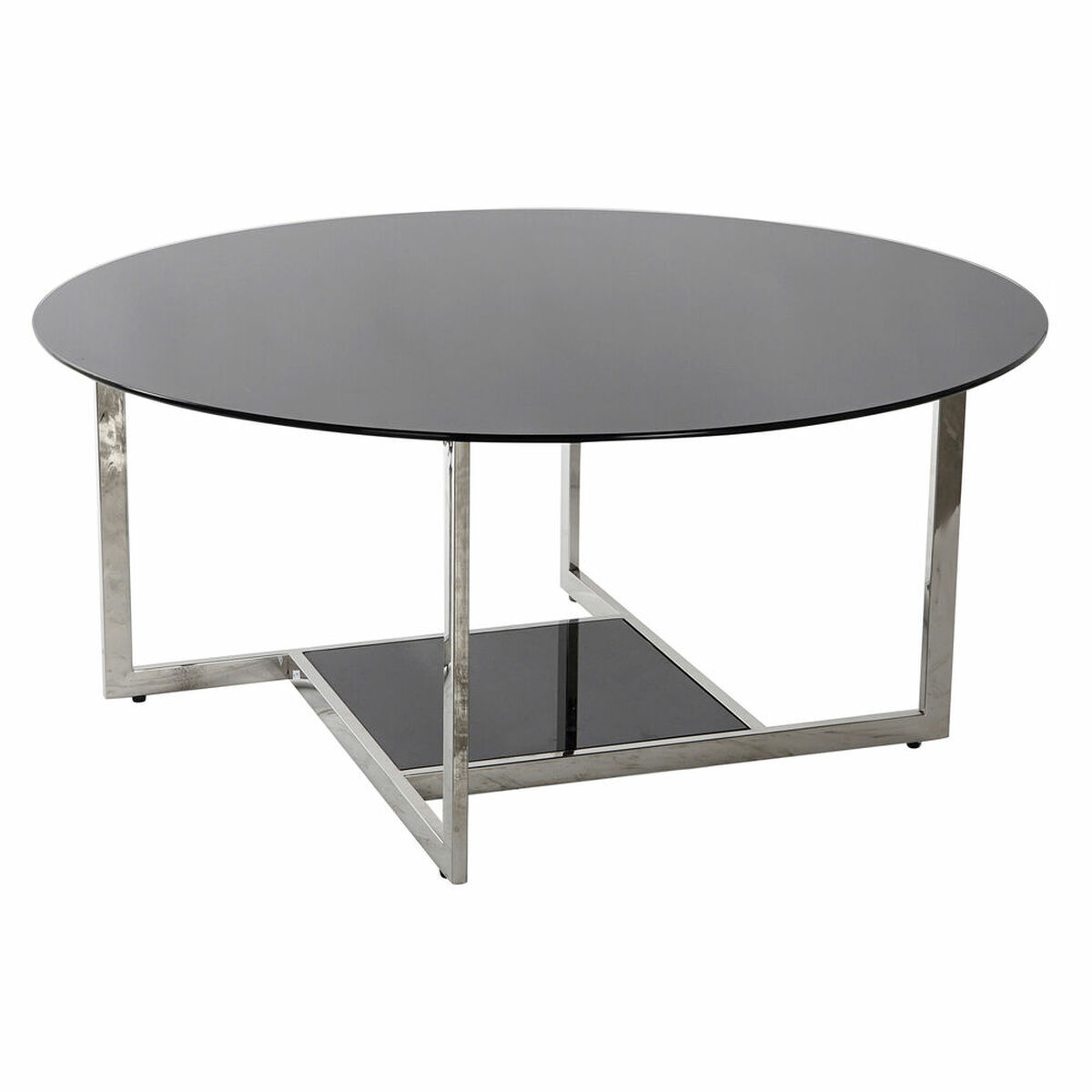 Soffbord DKD Home Decor Svart Silvrig Glas Stål Plast 100 x 100 x 45 cm - 4