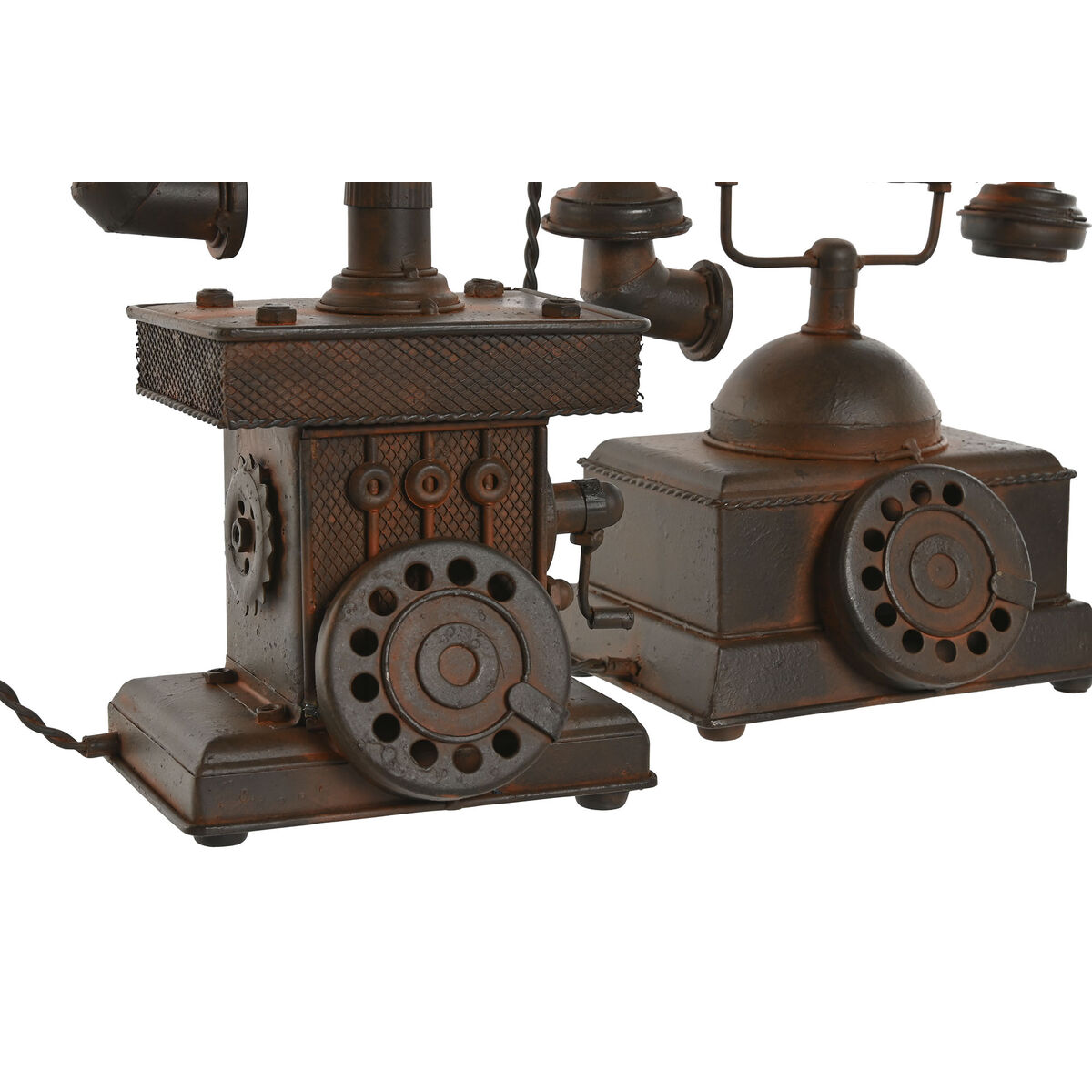 Prydnadsfigur Home ESPRIT Brons Vintage Telefon 21 x 12 x 18 cm (2 antal) - 2
