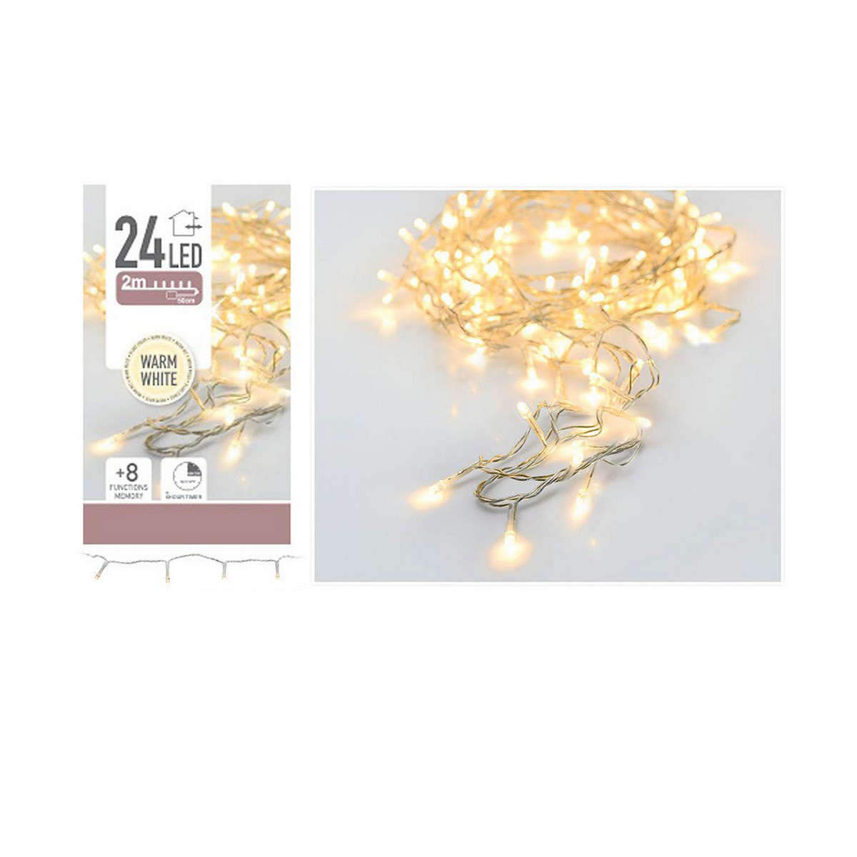 LED-krans Transparent Varmt ljus Varmvit 2,3 m 2,5 m 1,8 m - 2