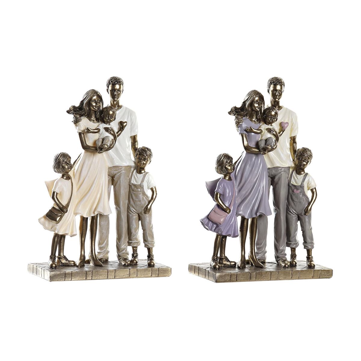 Prydnadsfigur DKD Home Decor 17,5 x 8,5 x 26 cm Gyllene Familj (2 antal)