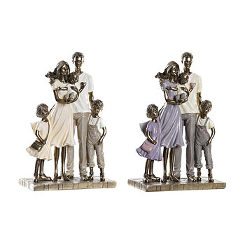 Prydnadsfigur DKD Home Decor 17,5 x 8,5 x 26 cm Gyllene Familj (2 antal)
