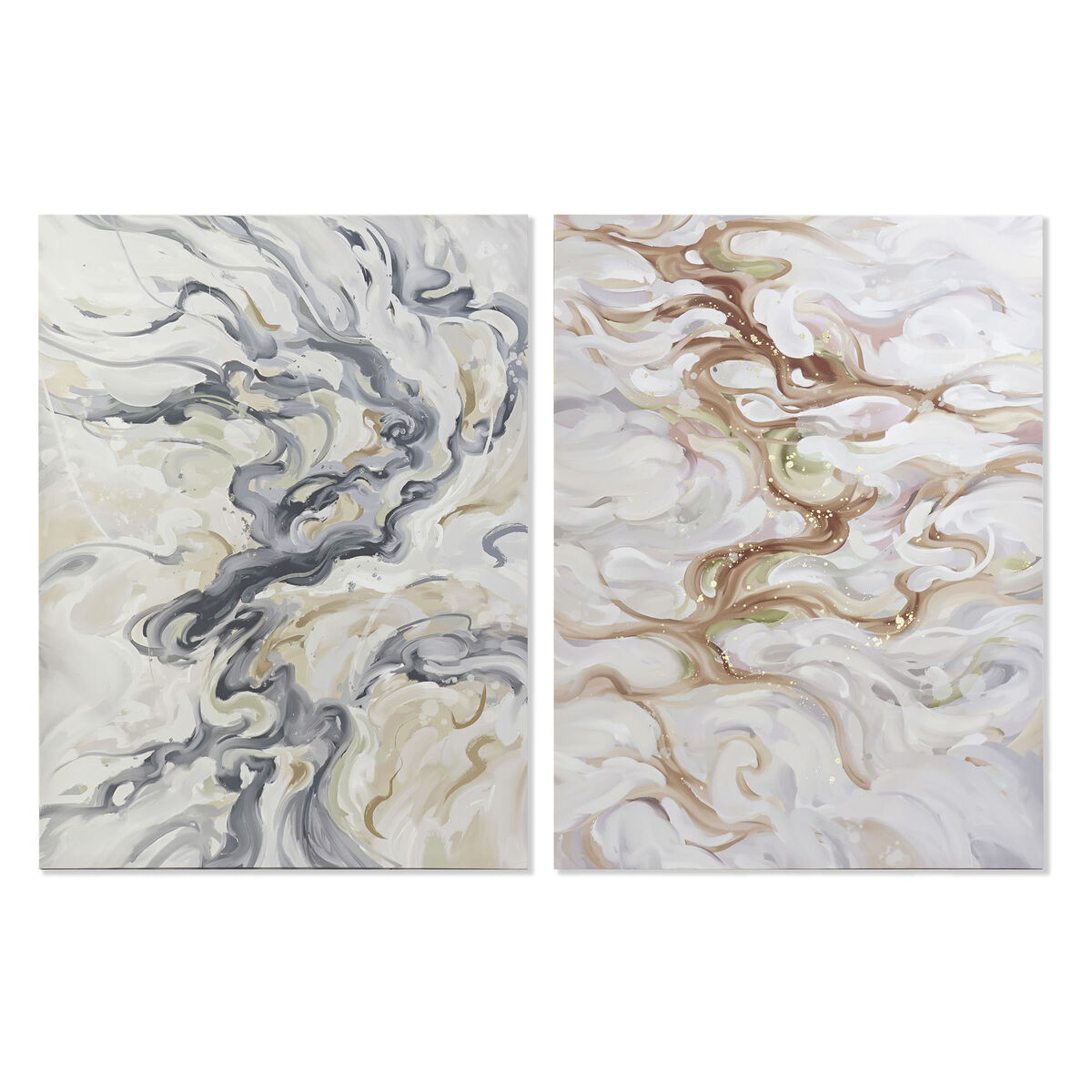 Tavla DKD Home Decor Abstrakt Gyllene 90 x 3 x 120 cm Modern (2 antal) - 3