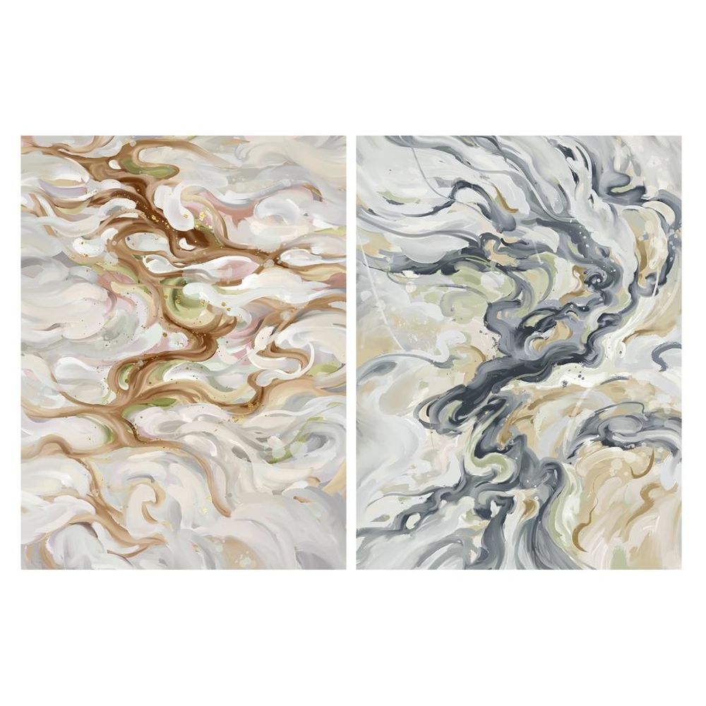 Tavla DKD Home Decor Abstrakt Gyllene 90 x 3 x 120 cm Modern (2 antal)