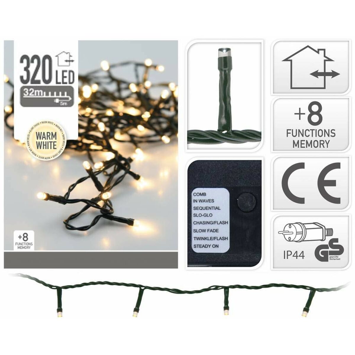LED-krans Varmt ljus Varmvit 24 m - 3