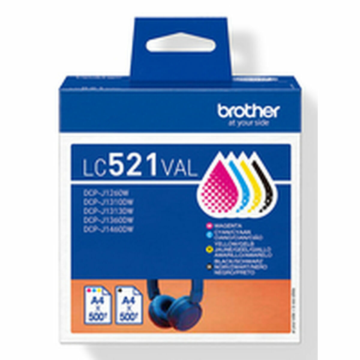 Original Bläckpatron Brother LC521VAL Gul (4 antal)