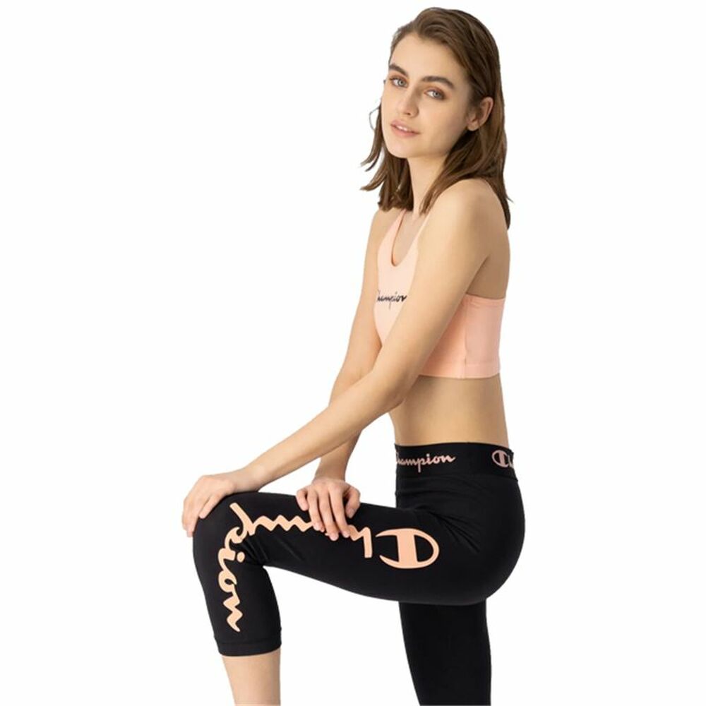 Sport-leggings, Dam Champion Quick-Dry Script Logo Crop Svart - 4