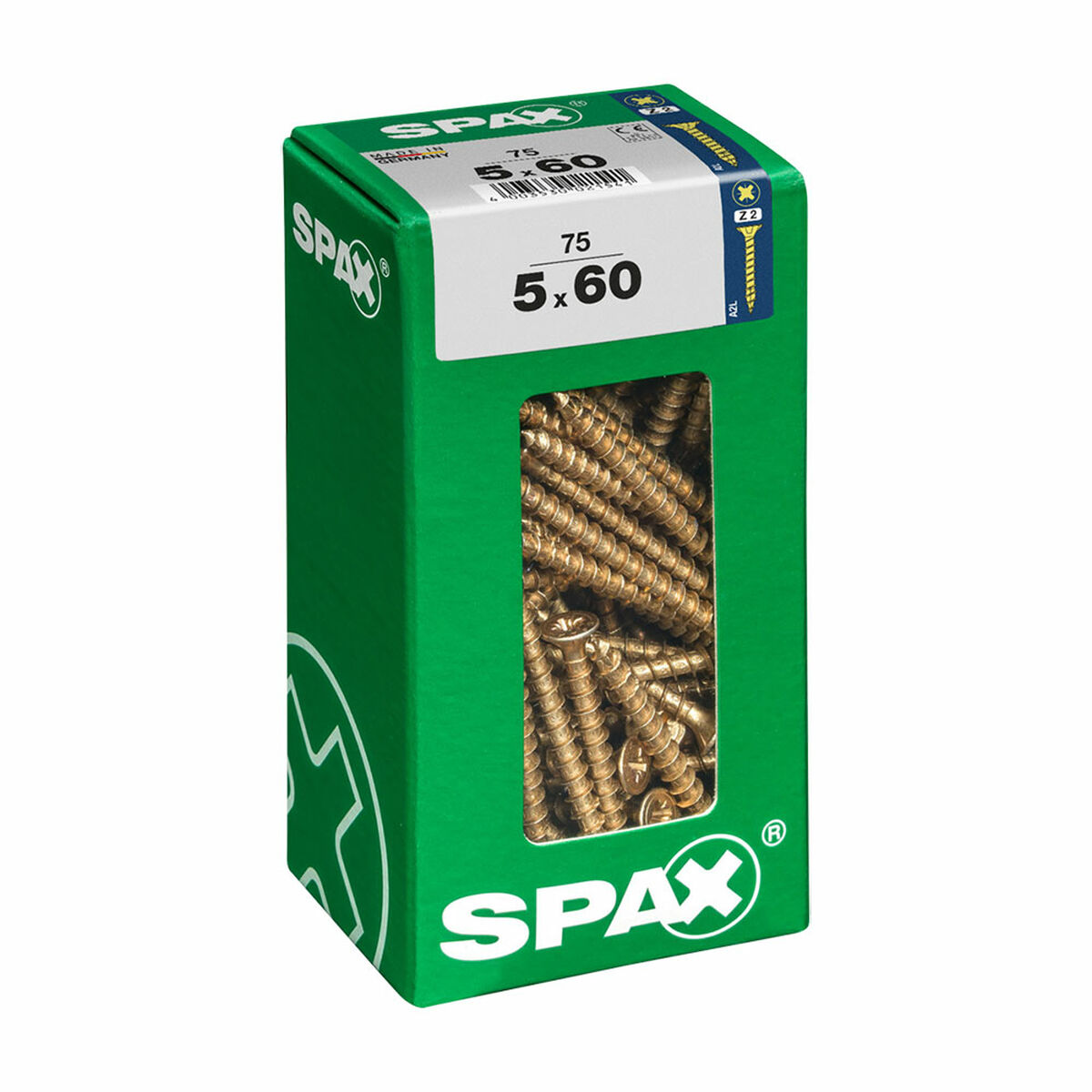 Låda med skruvar SPAX Träskruv Platt huvud (5 x 60 mm) (5,0 x 60 mm)