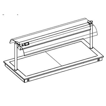 Drop-in uppvärmd övre aggregat med härdat glas och fullständig Överskåp, 5x GN 1/1