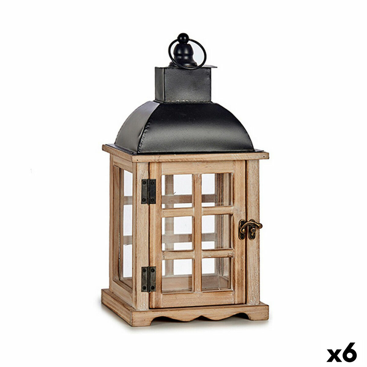 Lykta Gift Decor Brun Svart Trä Metall Glas 14 x 40 x 20 cm 20 x 40 x 14 cm (6 antal) - 3
