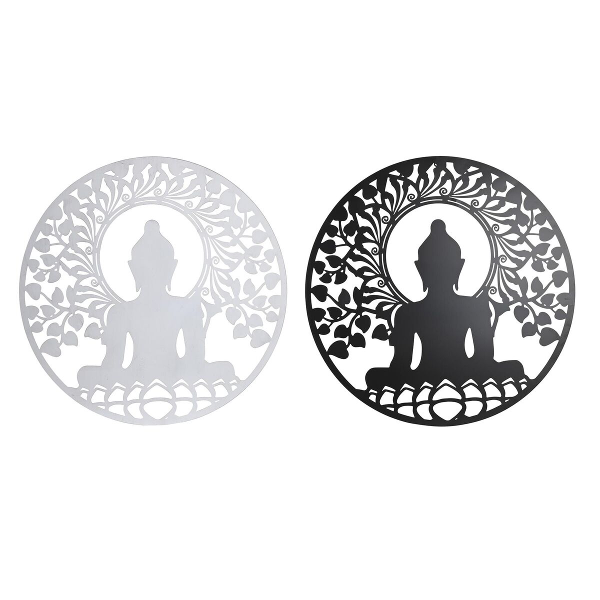 Väggdekoration DKD Home Decor 98 x 1 x 98 cm 100 x 1 x 100 cm Svart Buddha Vit Orientalisk (2 antal) - 3
