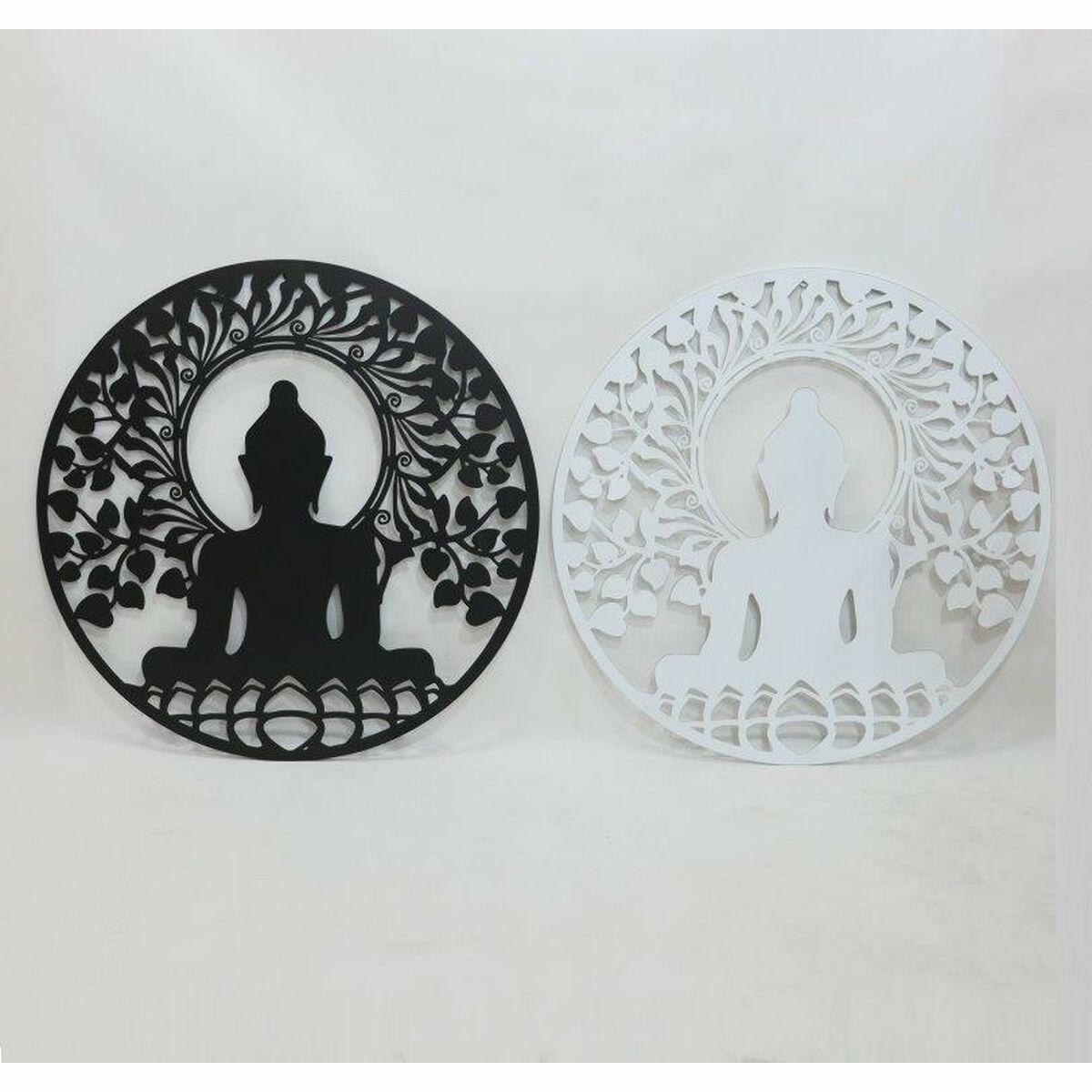 Väggdekoration DKD Home Decor 98 x 1 x 98 cm 100 x 1 x 100 cm Svart Buddha Vit Orientalisk (2 antal) - 4