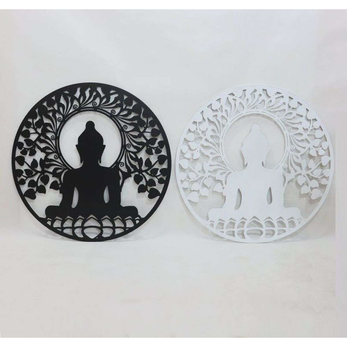 Väggdekoration DKD Home Decor 98 x 1 x 98 cm 100 x 1 x 100 cm Svart Buddha Vit Orientalisk (2 antal) - 2