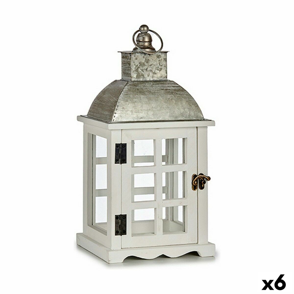 Lykta Gift Decor Vit Silvrig Trä Metall Glas 14 x 39,3 x 20 cm 20 x 39,3 x 14 cm 20 x 40 x 14 cm (6 antal)