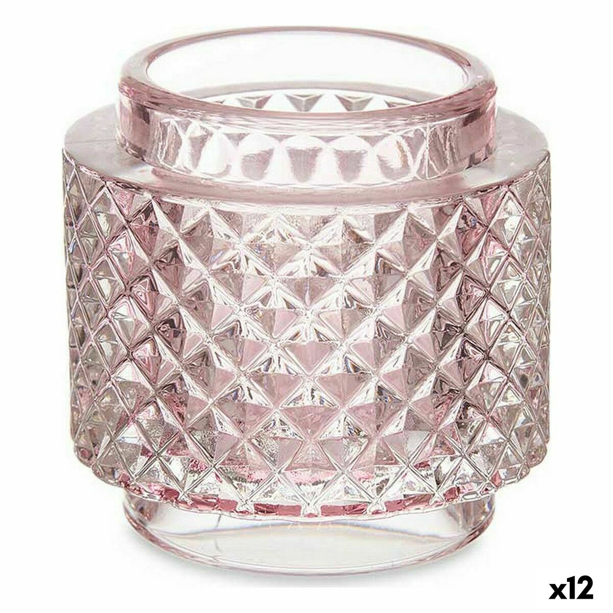 Ljusstakar Gift Decor Rosa Glas 9 x 8,8 x 9 cm (12 antal) - 4
