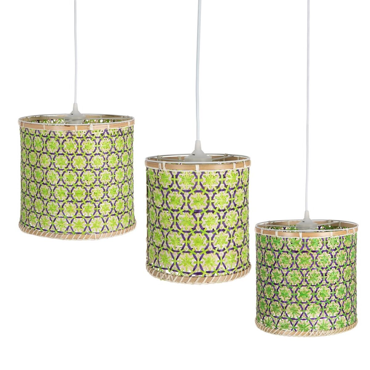 Taklampa 32 x 32 x 29 cm Naturell Grön Bambu 220 V 40 W (3 antal)
