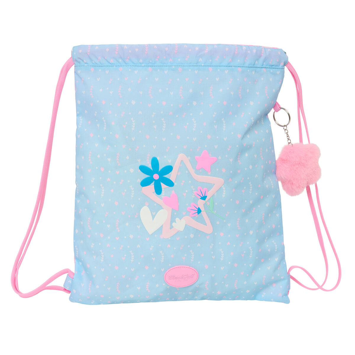 Skopåse med remmar BlackFit8 Smile Blå Rosa 35 x 40 x 1 cm