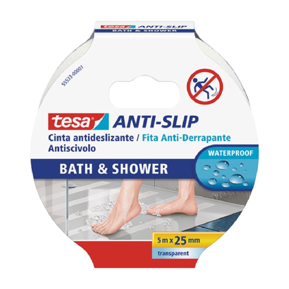 Självhäftande band TESA Anti slip bath & shower 5mx25mm Slirsäker Transparent PVC (1 Delar) - 2