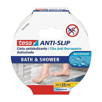 Självhäftande band TESA Anti slip bath & shower 5mx25mm Slirsäker Transparent PVC (1 Delar)