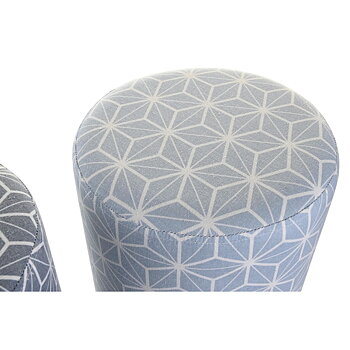 Fotpall DKD Home Decor 31 x 31 x 33 cm Blå Himmelsblå Furu Geometrisk Medelhavs (2 antal)