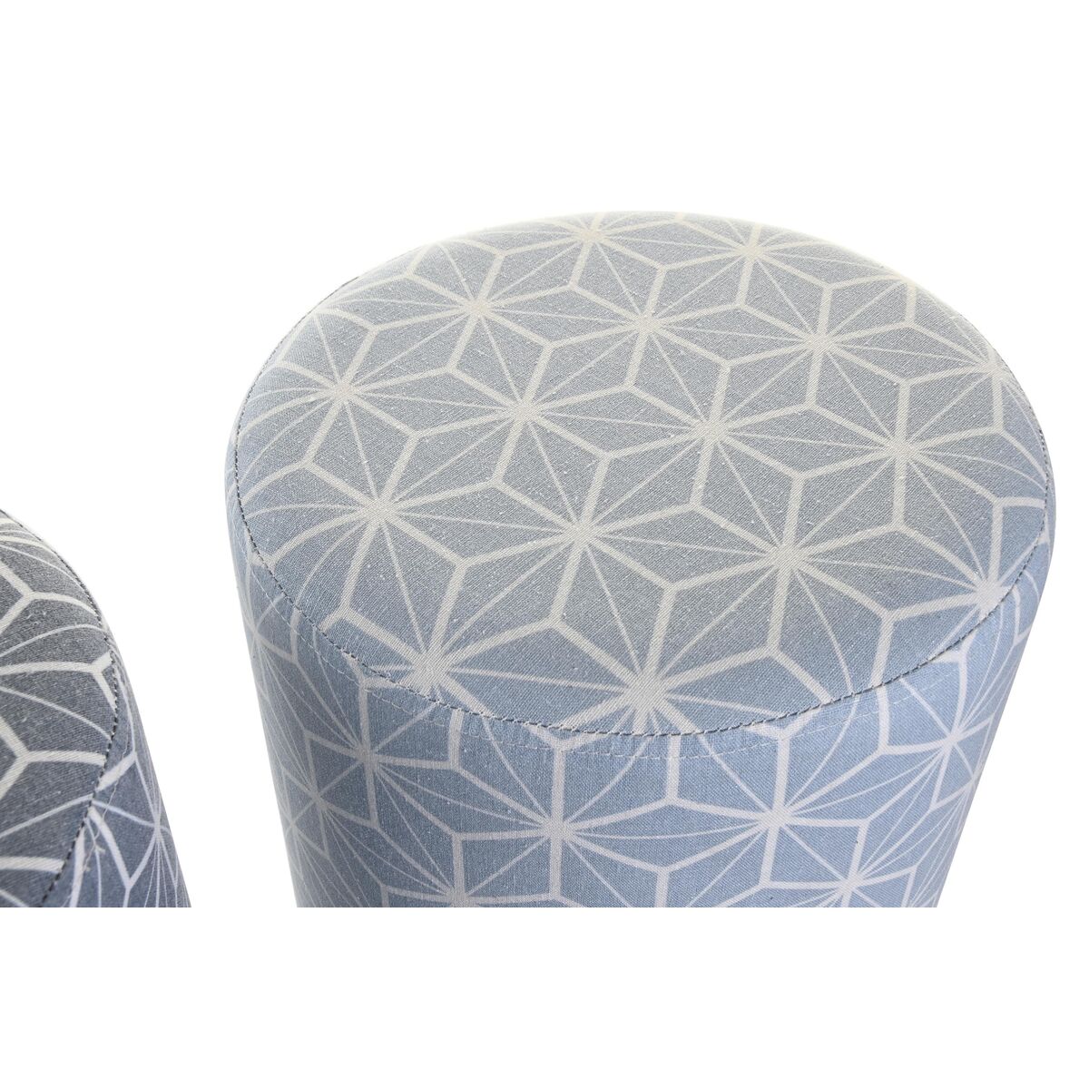 Fotpall DKD Home Decor 31 x 31 x 33 cm Blå Himmelsblå Furu Geometrisk Medelhavs (2 antal) - 4