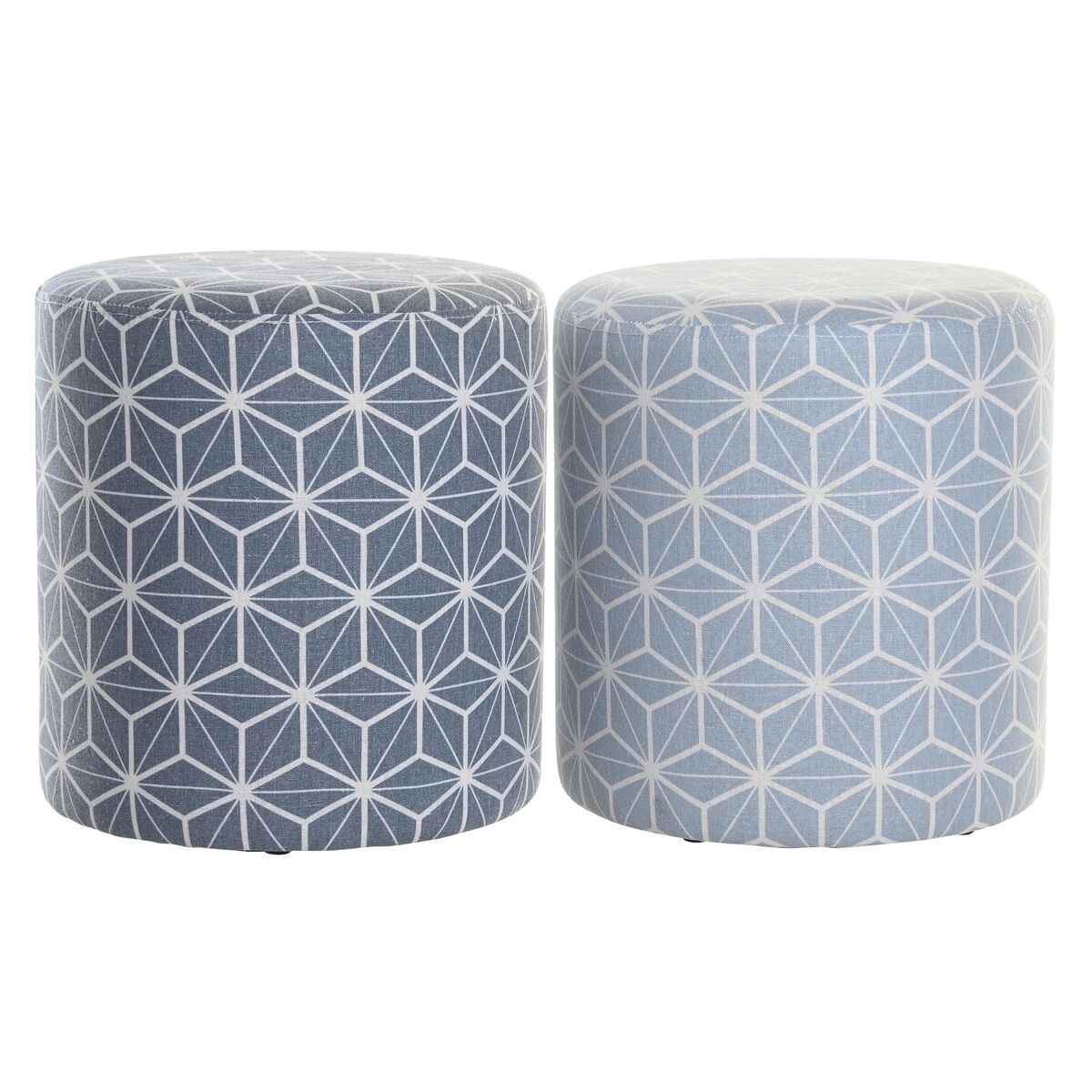 Fotpall DKD Home Decor 31 x 31 x 33 cm Blå Himmelsblå Furu Geometrisk Medelhavs (2 antal) - 3
