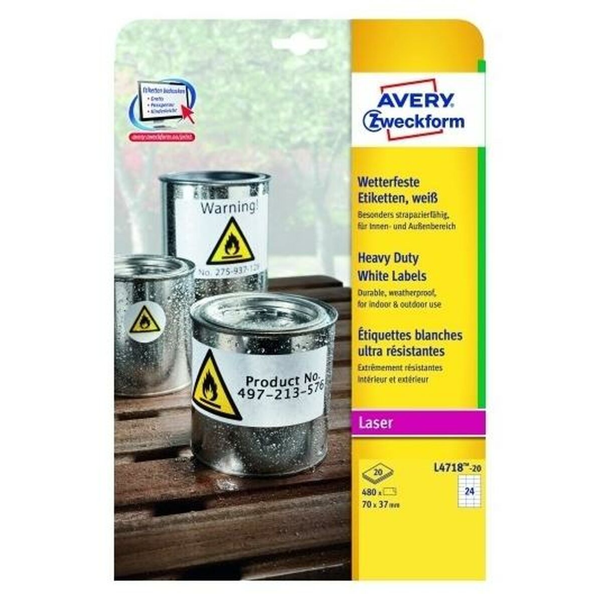 Etiketter till Skrivare Avery L4718 20 Blad 99,1 x 139 mm (5 antal) - 2