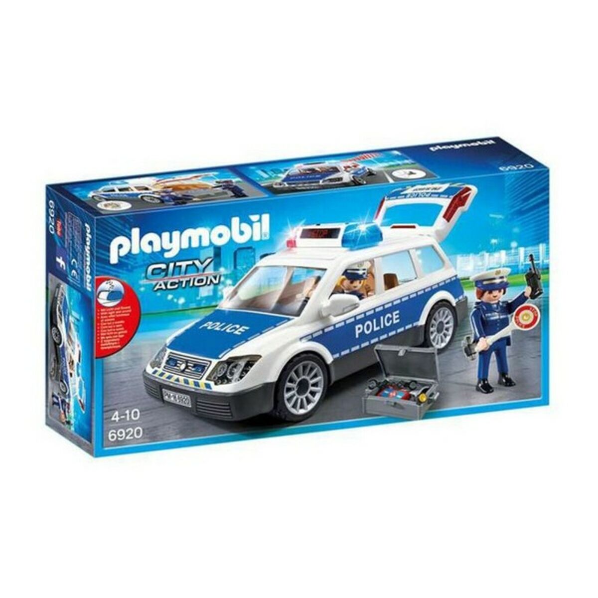 Leksaksbil med Ljus och Ljud City Action Police Playmobil Squad Car with Lights and Sound