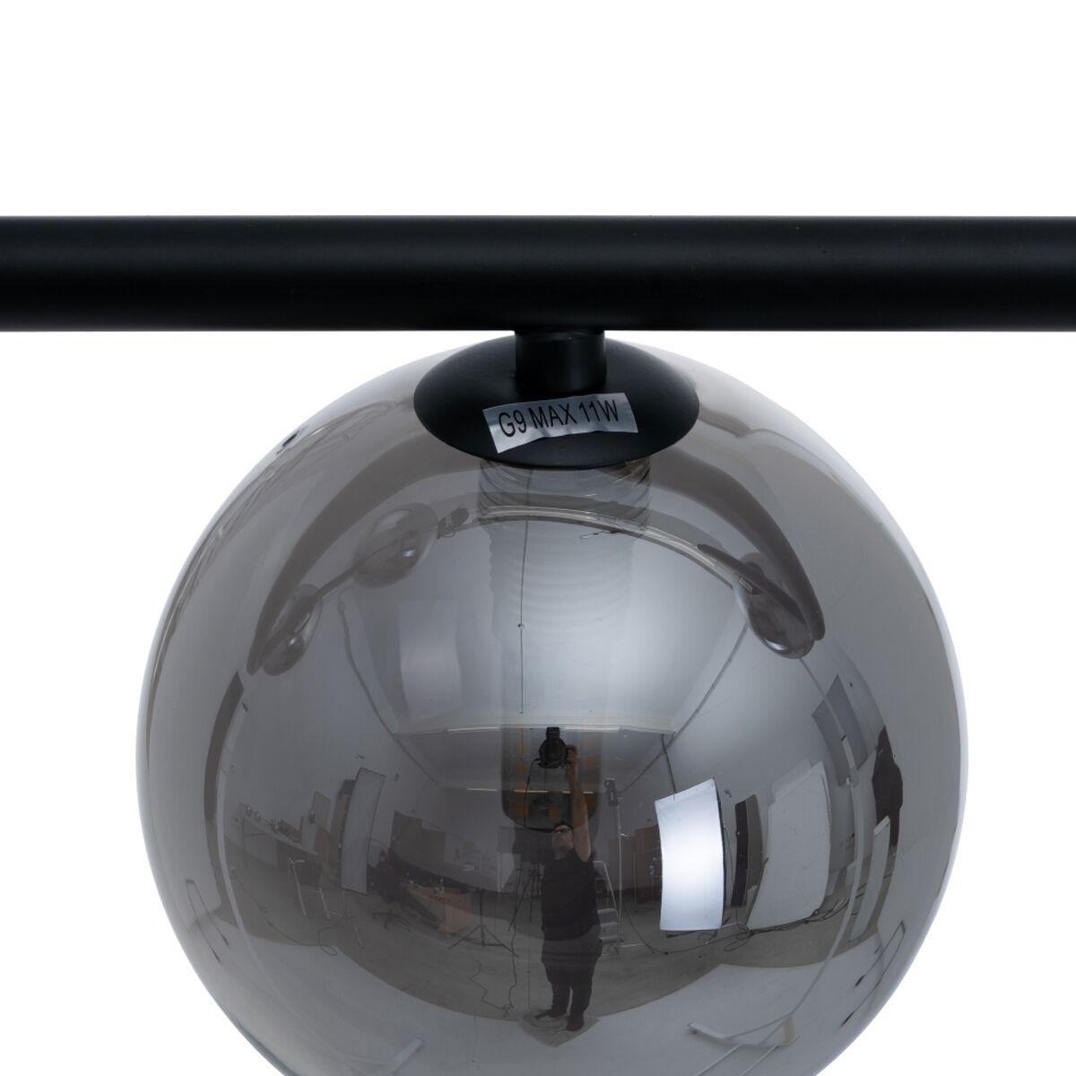 Taklampa 85 x 15 x 32 cm Glas Svart Metall - 5