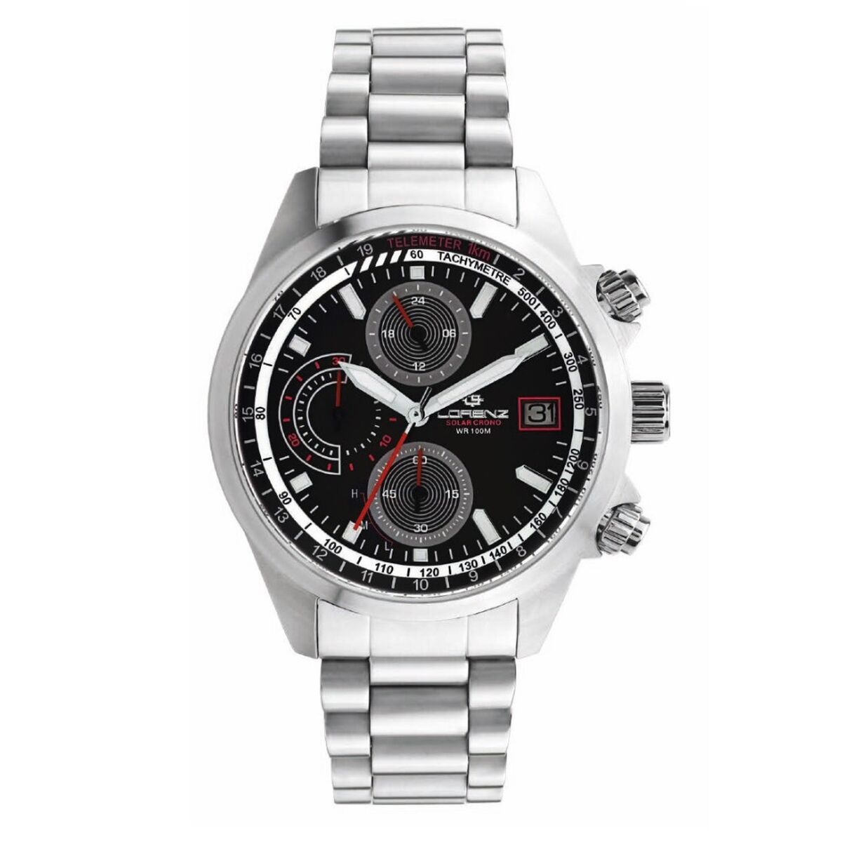 Herrklocka Lorenz CRONO SOLAR PILOT RED+ NATO  EXTRA STRAP