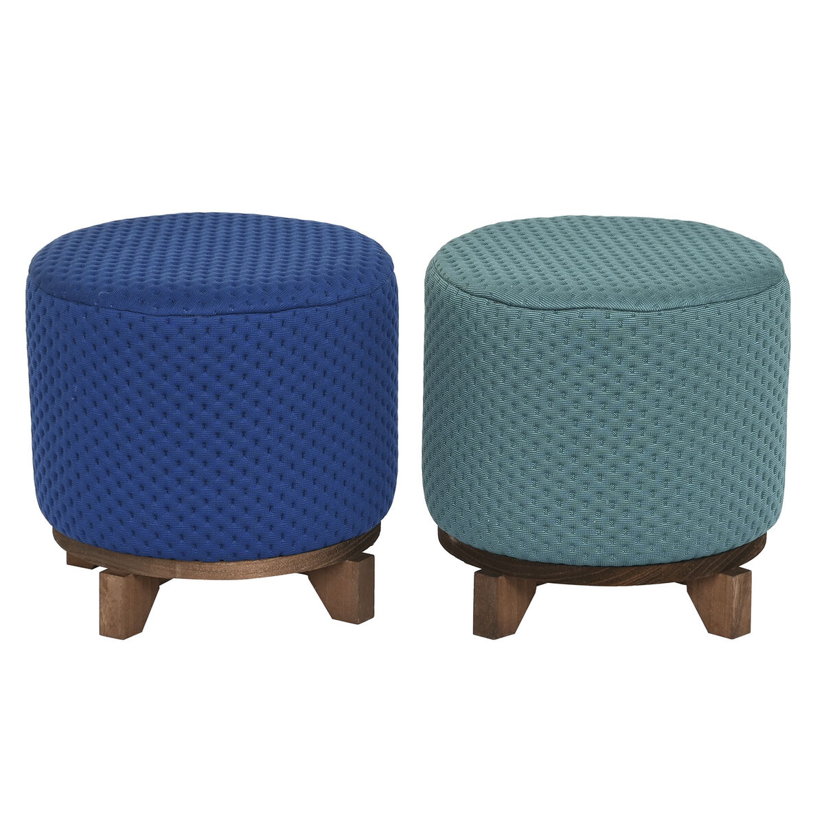 Fotpall DKD Home Decor Trä 30 x 30 x 30 cm Grön Marinblå (2 antal) - 3