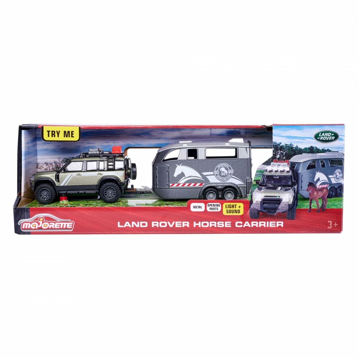 Playset Majorette Land Rover + Remorque cheval - 2