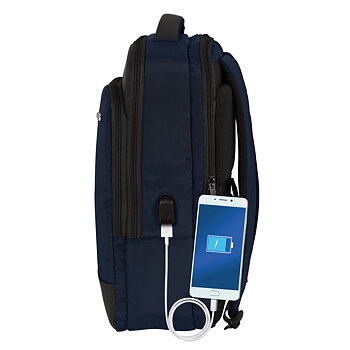 Ryggsäck för bärbar dator och surfplatta med USB uttag Safta Business Mörkblå (29 x 44 x 15 cm)