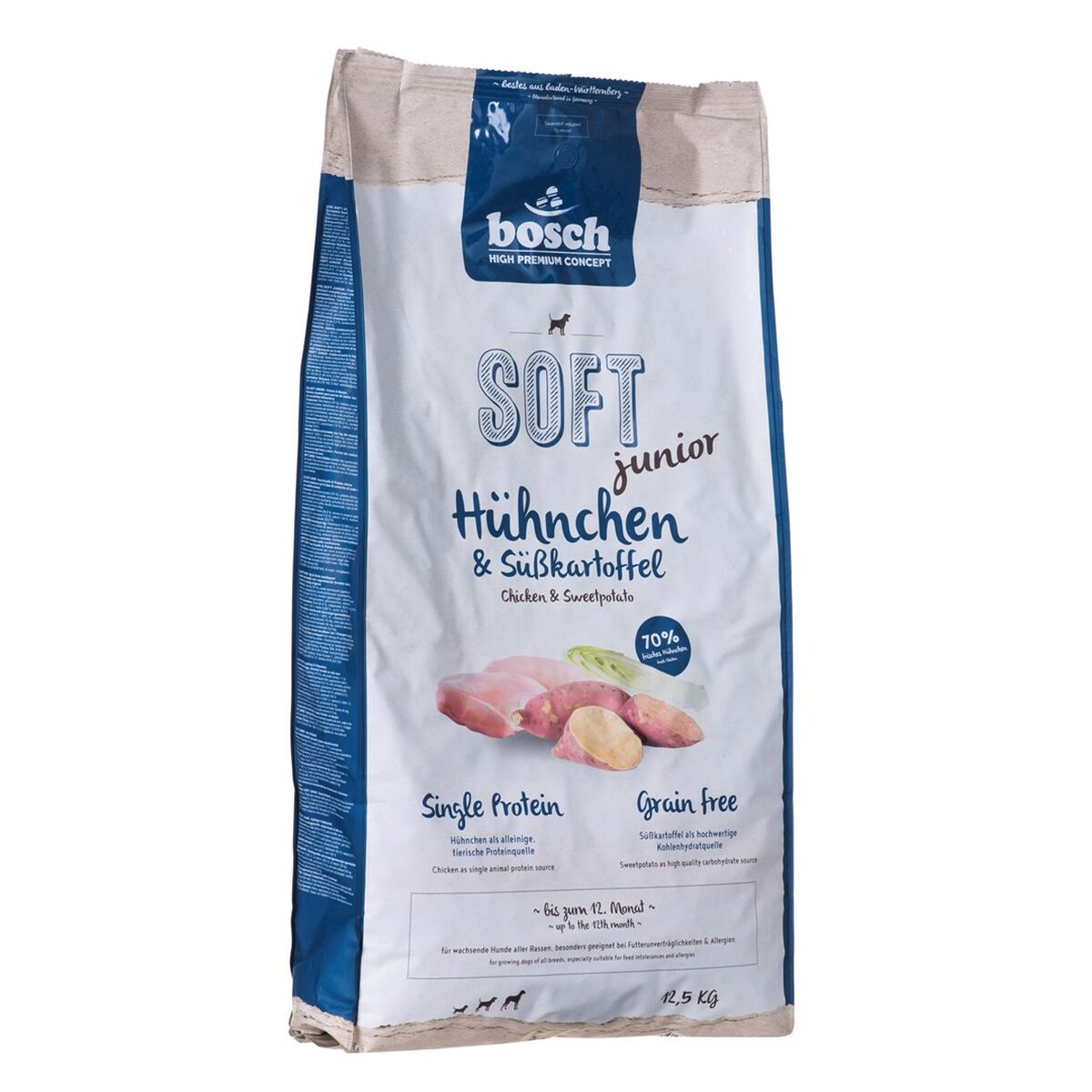 Foder BOSCH Soft Junior Chicken and sweet potatoes Barn/junior Kyckling Sötpotatis 12,5 Kg
