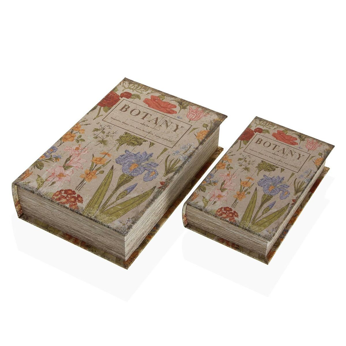 Dekorationslåda Versa Botany Boken Kanvas Trä MDF 7 x 27 x 18 cm - 2