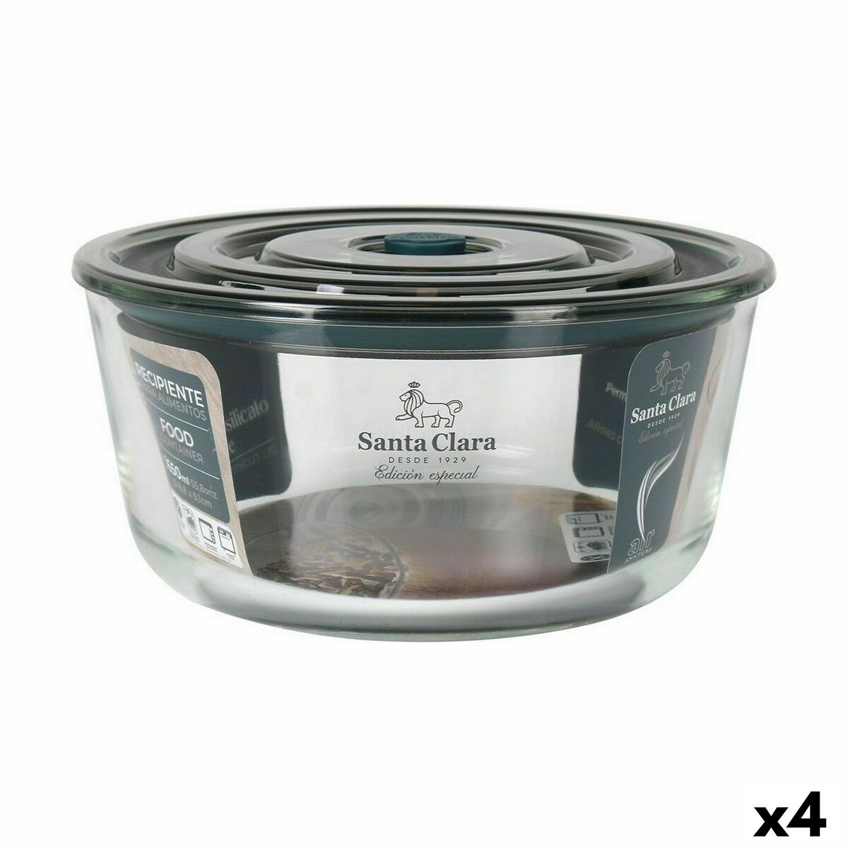 Hermetisk matlåda Santa Clara Grå 1,65 L (4 antal)