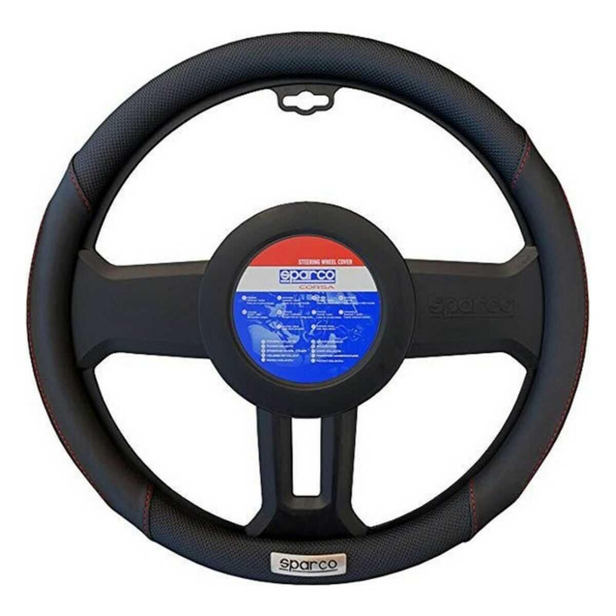 Rattöverdrag Sparco SPC1113BK Svart Röd (Ø 36 - 38 cm) - 3