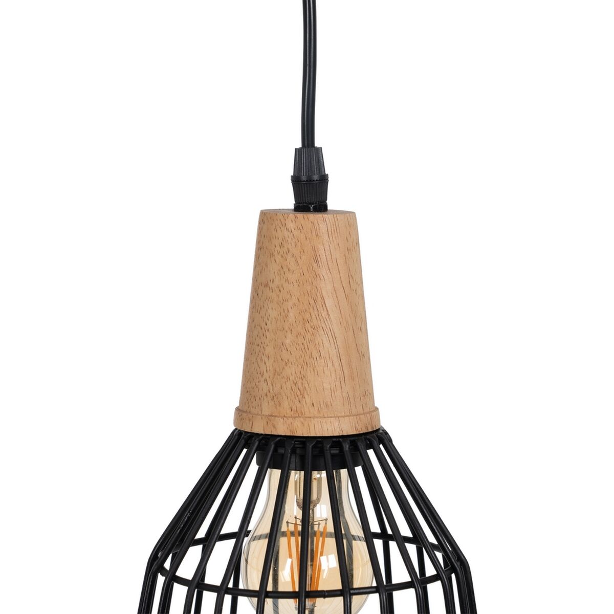 Taklampa Svart Naturell Trä Järn 220-240 V 20 x 19,5 cm - 6