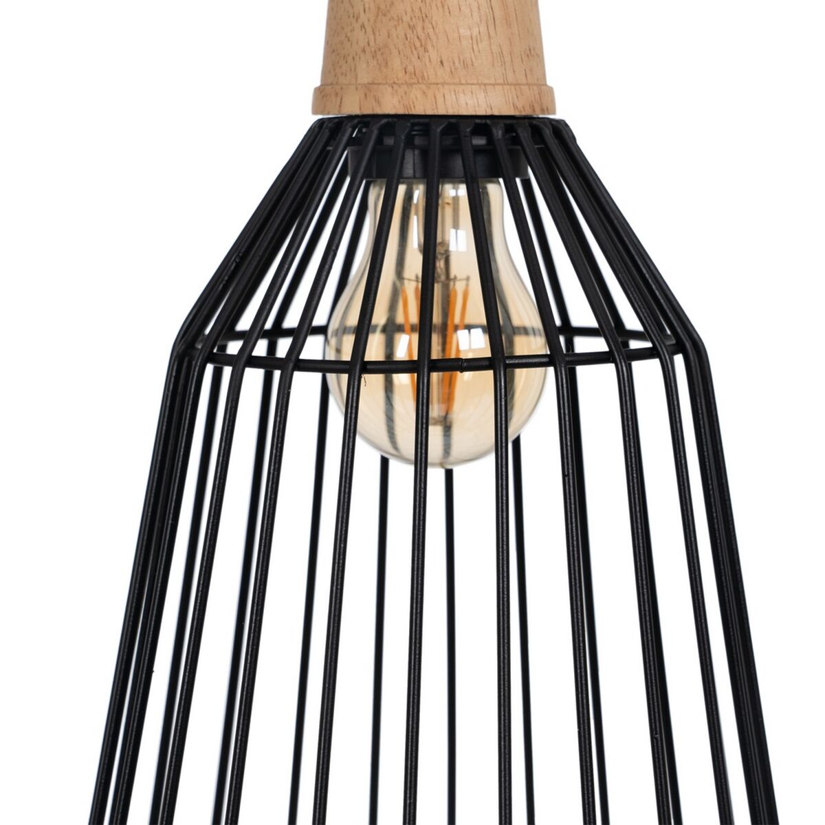 Taklampa Svart Naturell Trä Järn 220-240 V 20 x 19,5 cm - 5