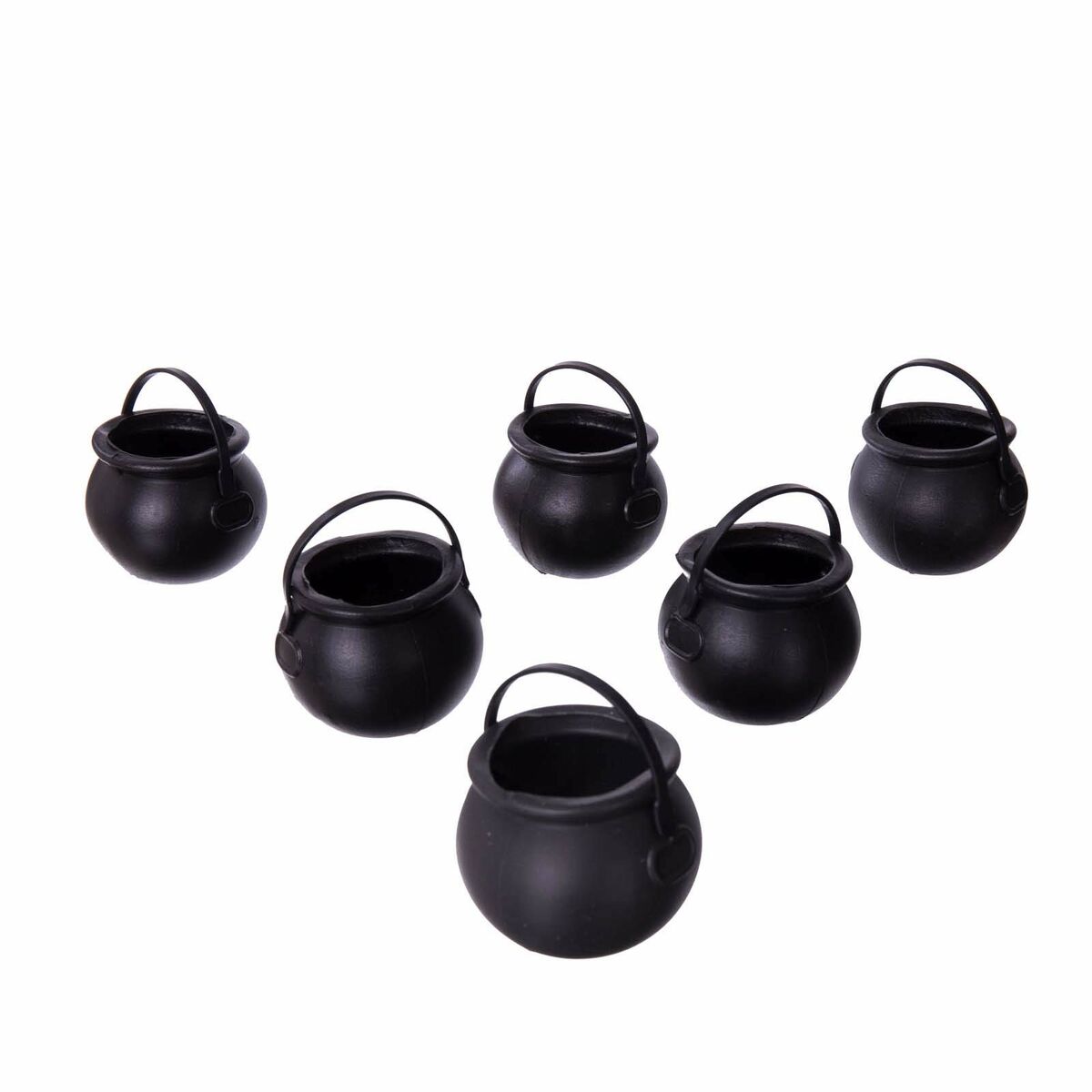 Halloweendekorationer My Other Me Mini Cauldrons Svarta Med handtag (6 uds) (5 x 7 x 7 cm) - 2