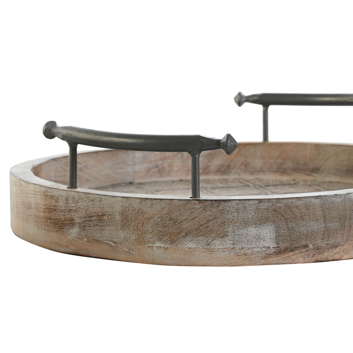 Uppsättning med Brickor DKD Home Decor Vit Svart Naturell Metall Mangoträ 46 x 46 x 10 cm - 4