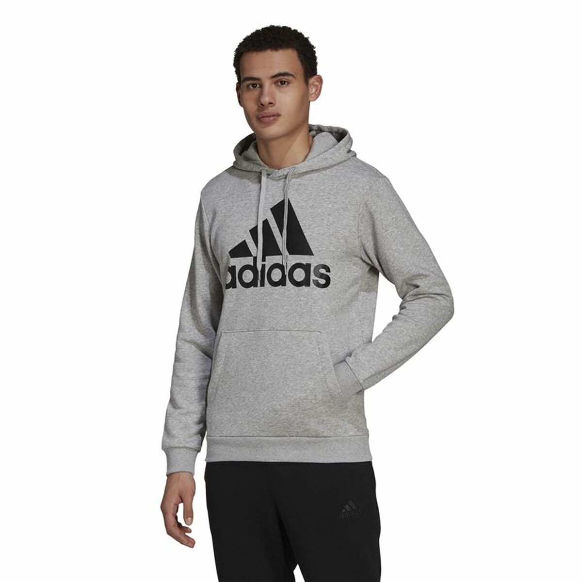 Tröja med huva Herr Adidas  Essentials Fleece Big Logo Grå - 2