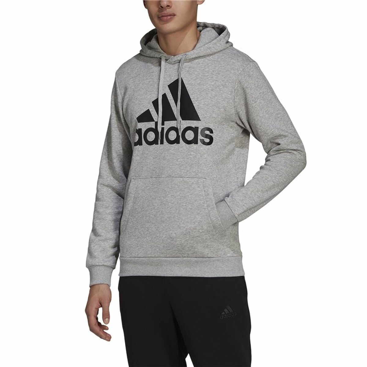Tröja med huva Herr Adidas  Essentials Fleece Big Logo Grå - 5