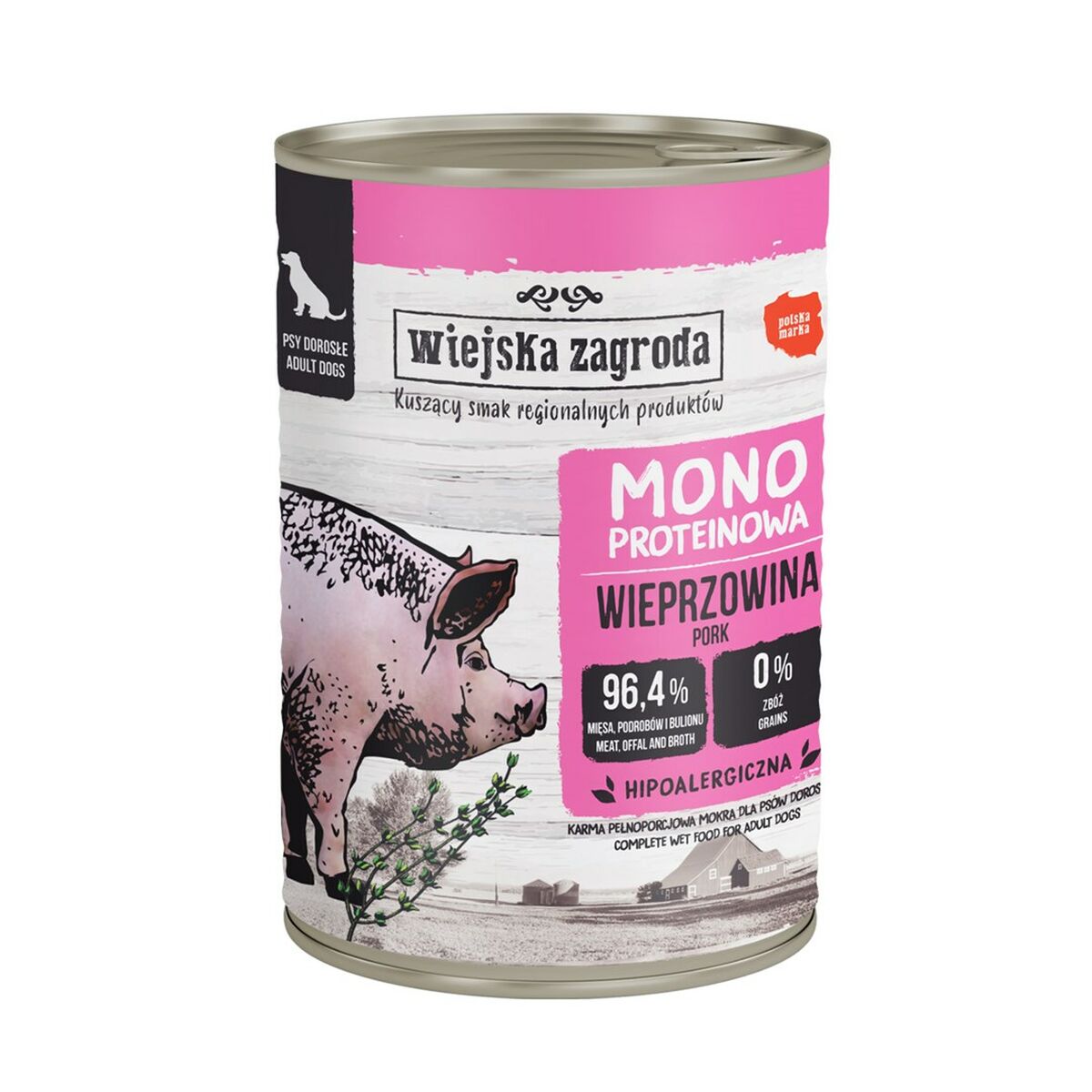 Våt mat WIEJSKA ZAGRODA Monoprotein Pork Gris 400 g