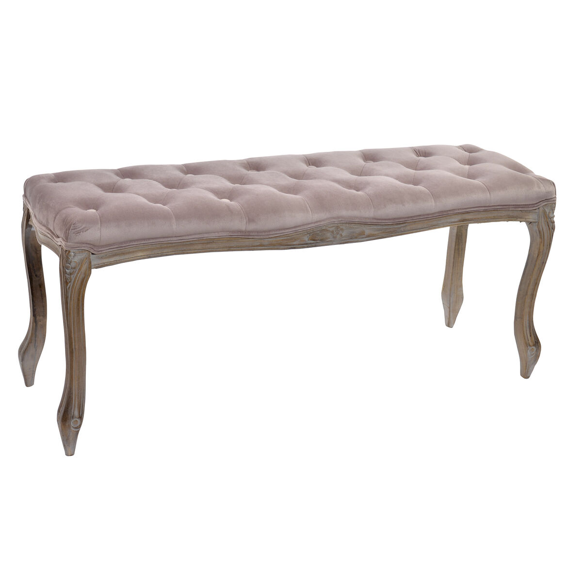 Sittpall DKD Home Decor Rosa Naturell Ljusrosa Polyester Trä Gummiträ 112 x 38 x 48 cm - 4