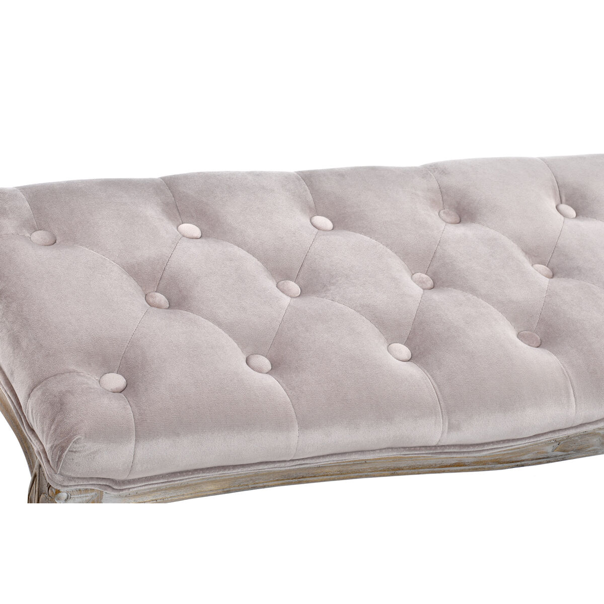 Sittpall DKD Home Decor Rosa Naturell Ljusrosa Polyester Trä Gummiträ 112 x 38 x 48 cm - 12