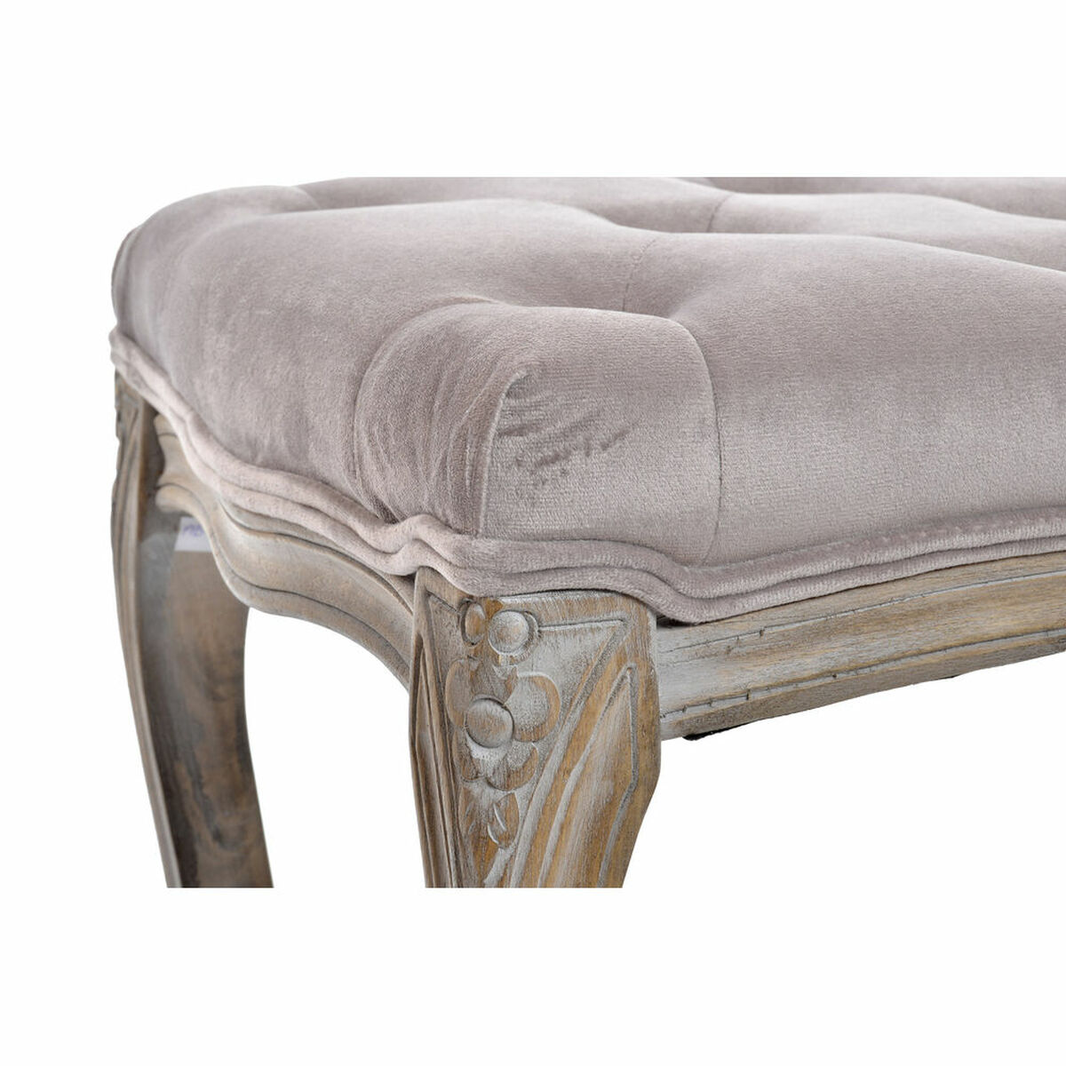 Sittpall DKD Home Decor Rosa Naturell Ljusrosa Polyester Trä Gummiträ 112 x 38 x 48 cm - 8
