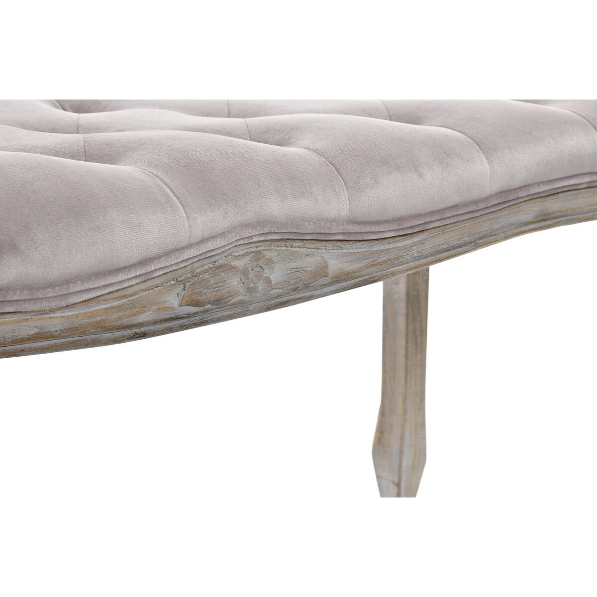 Sittpall DKD Home Decor Rosa Naturell Ljusrosa Polyester Trä Gummiträ 112 x 38 x 48 cm - 11